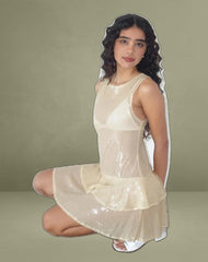 Turtoise Mini Dress in Nude Clear Tinted Disc