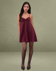 Rafaila Mini Slip Dress in Satin Burgundy