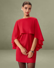 White Batwing Sleeve Mini Dress