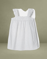 Sanaly Mini Dress in White with Black Micro Polka