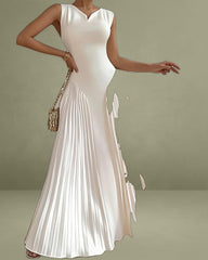 White V Neck Sleeveless Maxi Dress