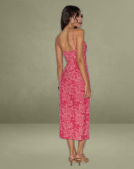 Sastra Midi Dress in Retro Paisley Pink