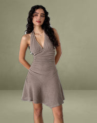 Yelena Halter Dress in Light Taupe