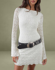 Sevila Long Sleeve Dress in Bubble Lace Ivory