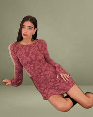 Sevila Dress in Maroon Burnout Mesh