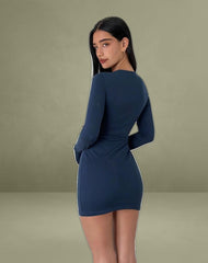 Janjisu Bodycon Mini Dress in Navy