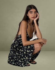 Siskana Mini Dress in Lemon and Lime Black