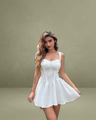 White Sweetheart Neck Corset Slip Mini Dress