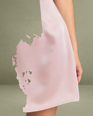 Pink Square Neck Satin Mini Dress