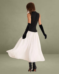 Black Contrasting Knit Ribbed Maxi Dress