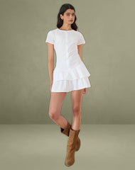 Movan Dropped Waist Mini Dress in White