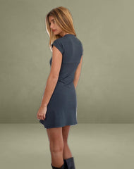 Keitha Mini Dress in Jersey Ocean Storm