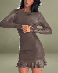 Sabiya Backless Mini Dress in Shimmer Brown
