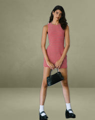 Masha Mini Dress in Red and White Stripe Jersey