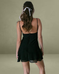 Riasi Ruffle Mini Dress in Chiffon Black