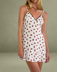 Tavi Mini Dress in White Rose Polka