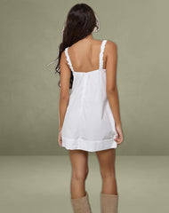Melda Tea Mini Dress in Poplin White