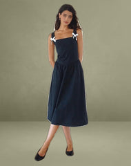 Clesiel Midi Dress in Tap Shoe with Off White Bows