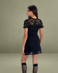 Adele Mini Tea Dress in Black Jasmine Lace
