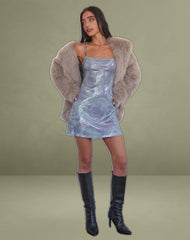 Turu Mini Dress in Sequin Abstract Rose Grey