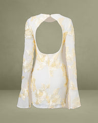 White Jacquard Bodycon Mini Dress