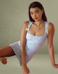 Jinsuni Mini Dress in White Ornate Print Lycra