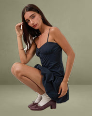 Juun Puffball Mini Dress in Dark Navy