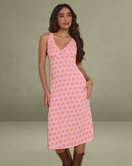 Lisheva Midi Dress in Tile Flower Pink