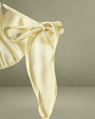 Yellow V Neck Ruffle Mermaid Midi Dress