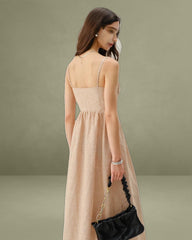 Orange Striped Sweetheart Neck Slip Maxi Dress