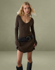 Meghan Mini Dress in Dark Chocolate