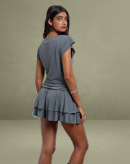 Lalana Boxy Mini Dress in Cupro Grey