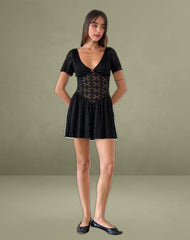 Geni Mini Dress in Regal Lace Black