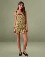 Marige Roundneck Mini Dress in Mini Bloom Yellow