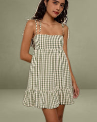 Nikita Mini Dress in Green Check