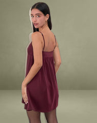 Rafaila Mini Slip Dress in Satin Burgundy