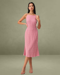 Pink Mermaid Slip Midi Dress
