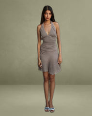Yelena Halter Dress in Light Taupe