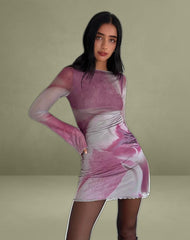 Sevila Mini Dress in Anatomy of Nature Pink