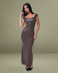 Jolita Maxi Dress in Brown Shimmer