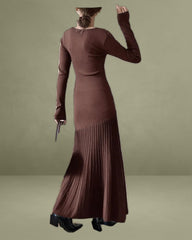 Coffee Scoop Neck Bodycon Sweater Dress