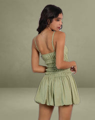 Rasmil Bubble Hem Mini Dress in Sage Green