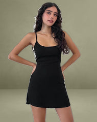Samiya Mini Dress in Crinkle Black