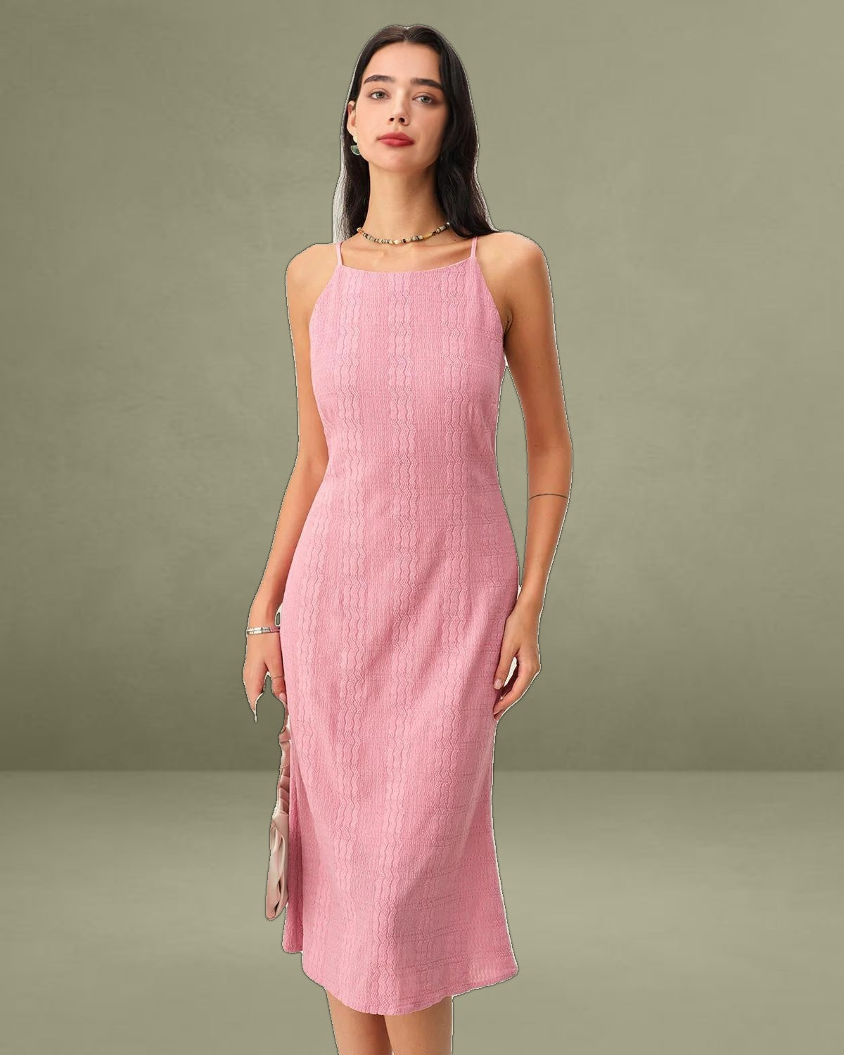 Pink Mermaid Slip Midi Dress