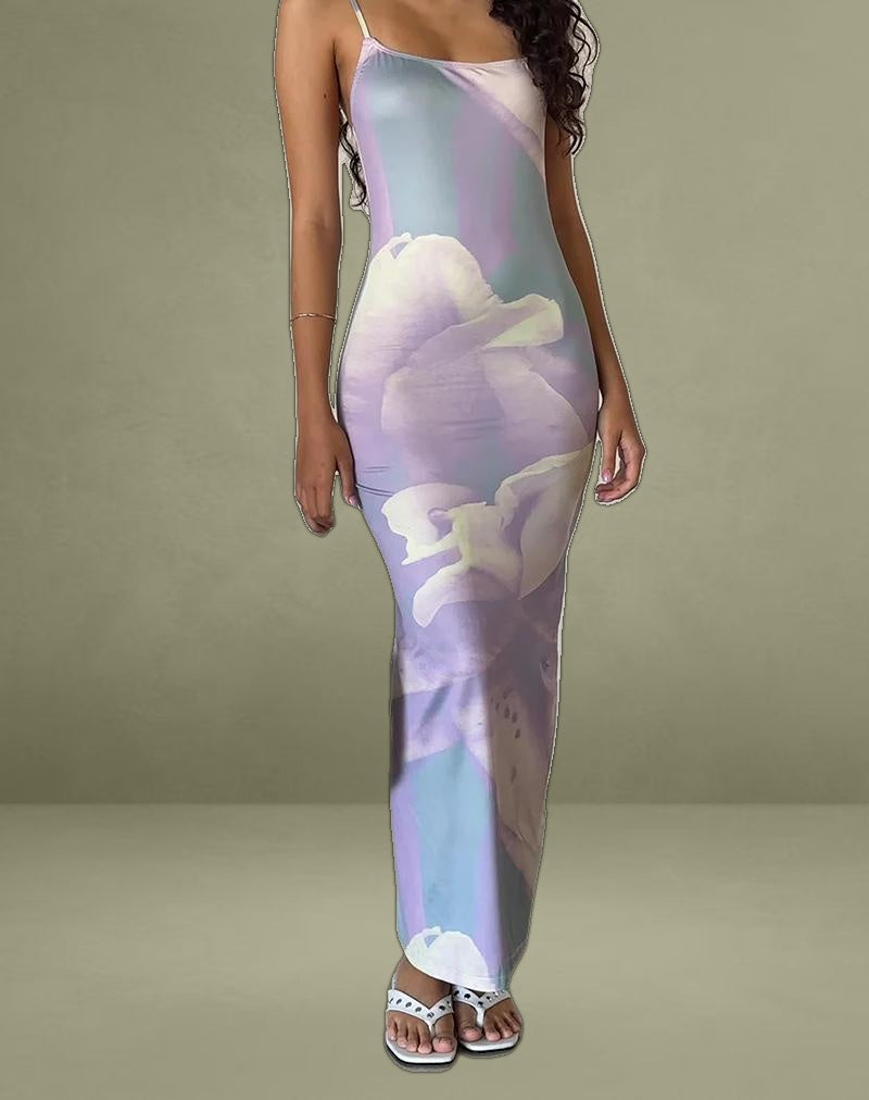 Norila Cami Maxi Dress in Slinky Orchid Petals Lilac
