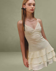 Riasi Mini Dress in Chiffon Ivory