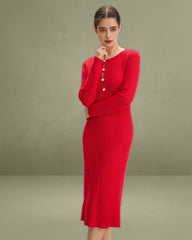 Red Cut-Out Bodycon Sweater Dress