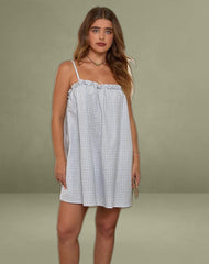 Kamalani Dress in Mini Gingham Blue and Grey