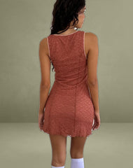 Itzy Lace Mini Dress in Withered Rose