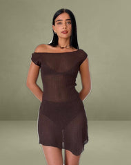 Susannah Dress in Wide Rib Knit Brown